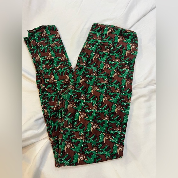 Lularoe One Size Leggings Reindeer - Picture 1 of 6